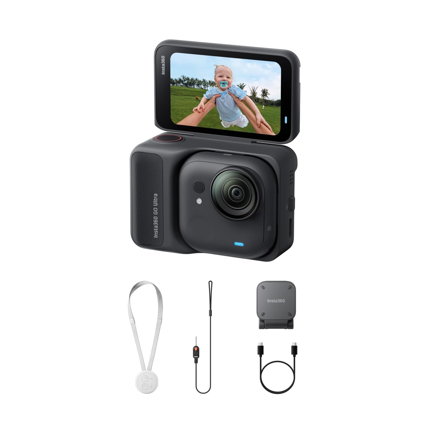 Insta360 GO Ultra Standard Bundle Midnight Black - Tiny Hands-Free 4K Cam, Lightweight & Portable, Low Light Excellence, Mount Anywhere, FlowState Stabilization, 200 Min Battery Life