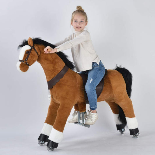 Ufree Large Mechanical Rocking Horse Toy, Ride on Bounce up and Down and Move, 44 inch for Children 6 to Adult (Black Mane and Tail)