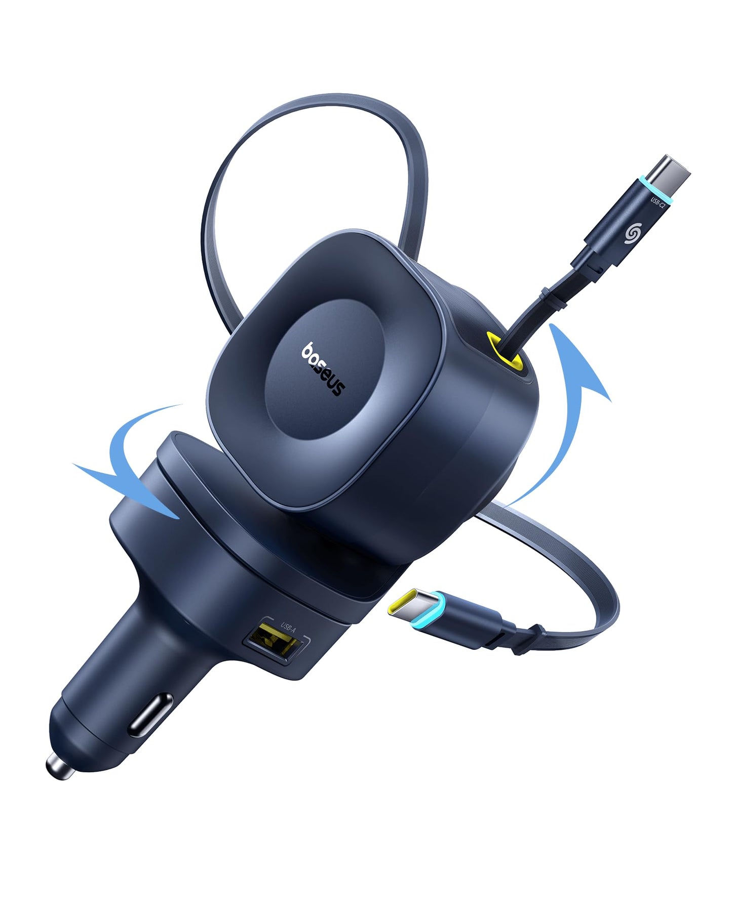 Baseus 163W Retractable Car Charger USB C Fast Charging, PrimeTrip VR2 Max 4 in 1 Fast Car Charger with Dual Retractable USB C Cable for iPhone 16 15 14 Pro Max, Samsung Galaxy S25 Ultra, Android