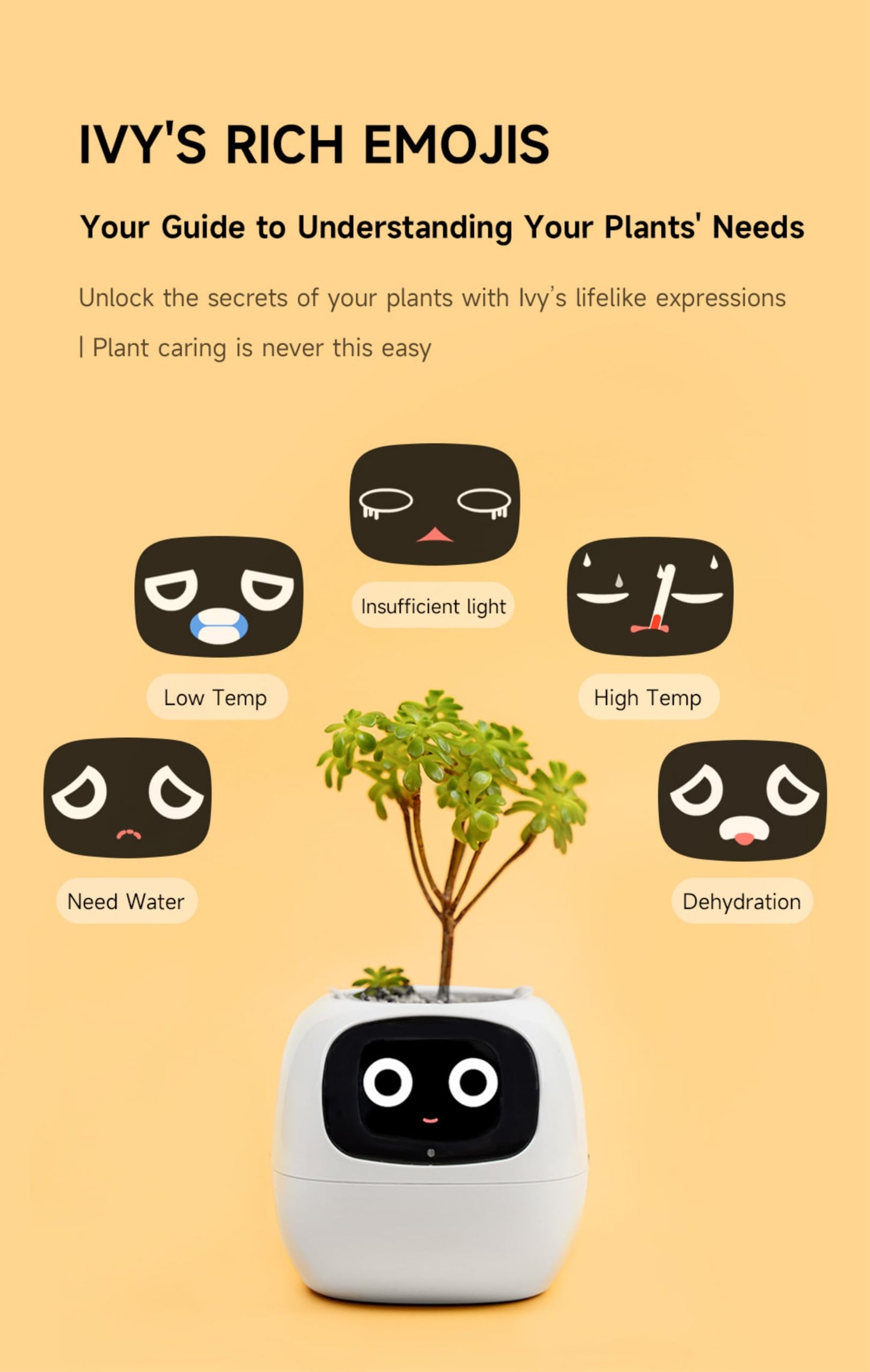Plantagotchi AI Plant Pot with Expression - Smart Planter Robot Guidance on Plant Companion with Rich Gesture Interaction, Desk Setup Gift (Green)