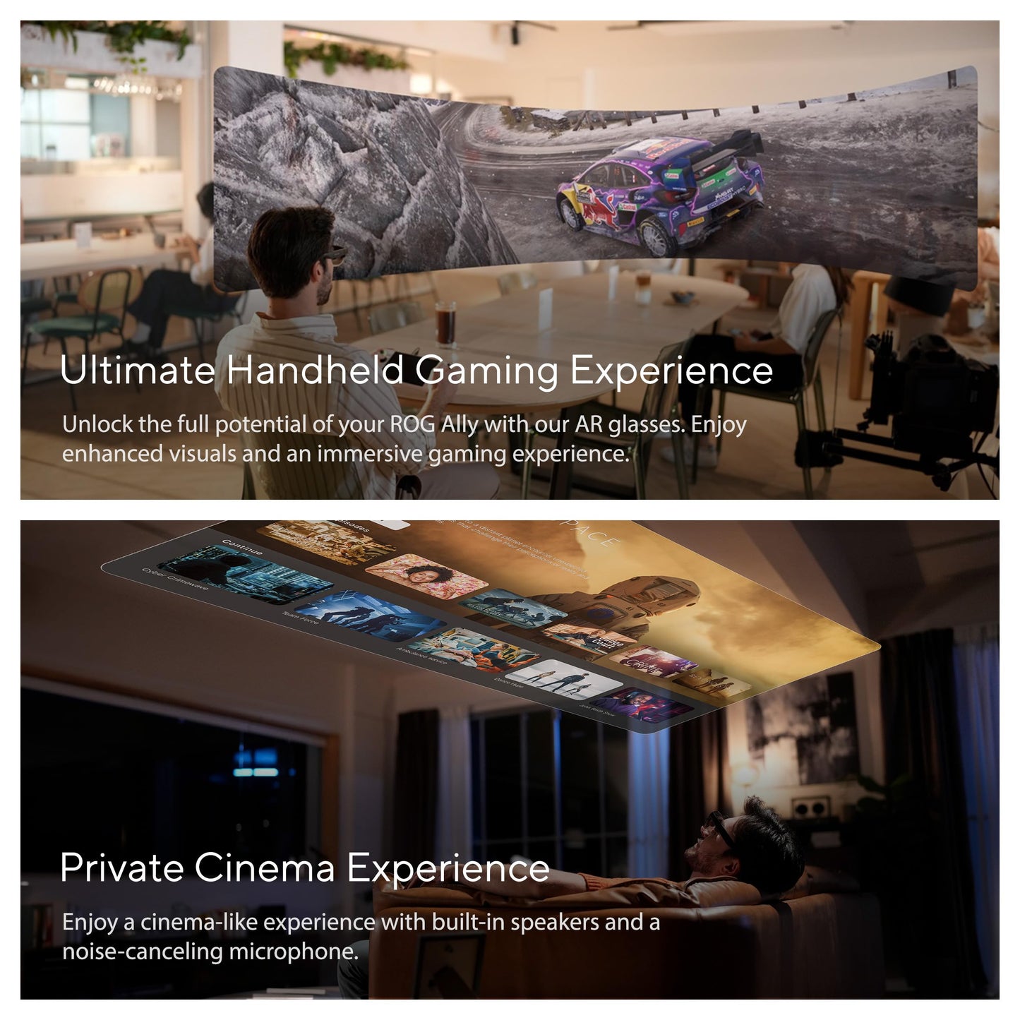 ASUS AirVision M1 Smart AR Glasses - 100" Micro-OLED Wearable Display, 1100 nits, Multi-Screen, Speakers, USB-C, Magnetic Shade, Designed for ROG Ally/Steam Deck/PC/iPhone 16/15/Android/Mac/Tablet