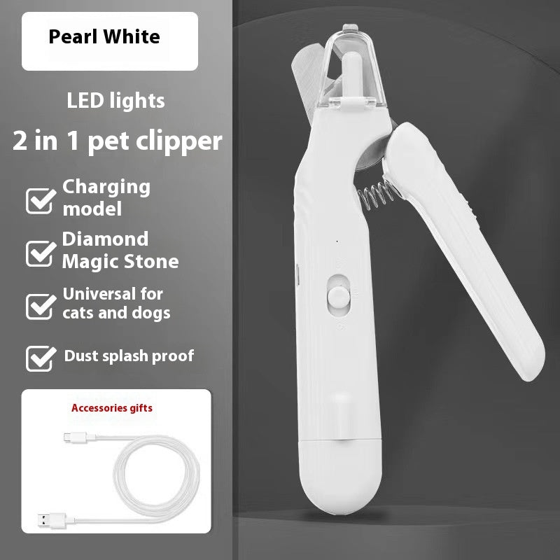 2 In 1 Pet Nail Clippers With Led Light Dog Cat Special Blood Line Scissors Multifunction Animals Paw Nail Trimmer Pet Supplies